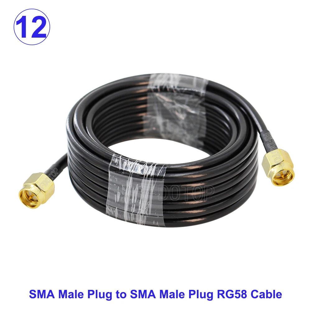 RG58 Cable SMA Male to SMA Female Bulkhead WiFi Antenna Extension Cord RG-58 50 Ohm RF Coaxial Pigtail Jumper Cable 15CM-30M
