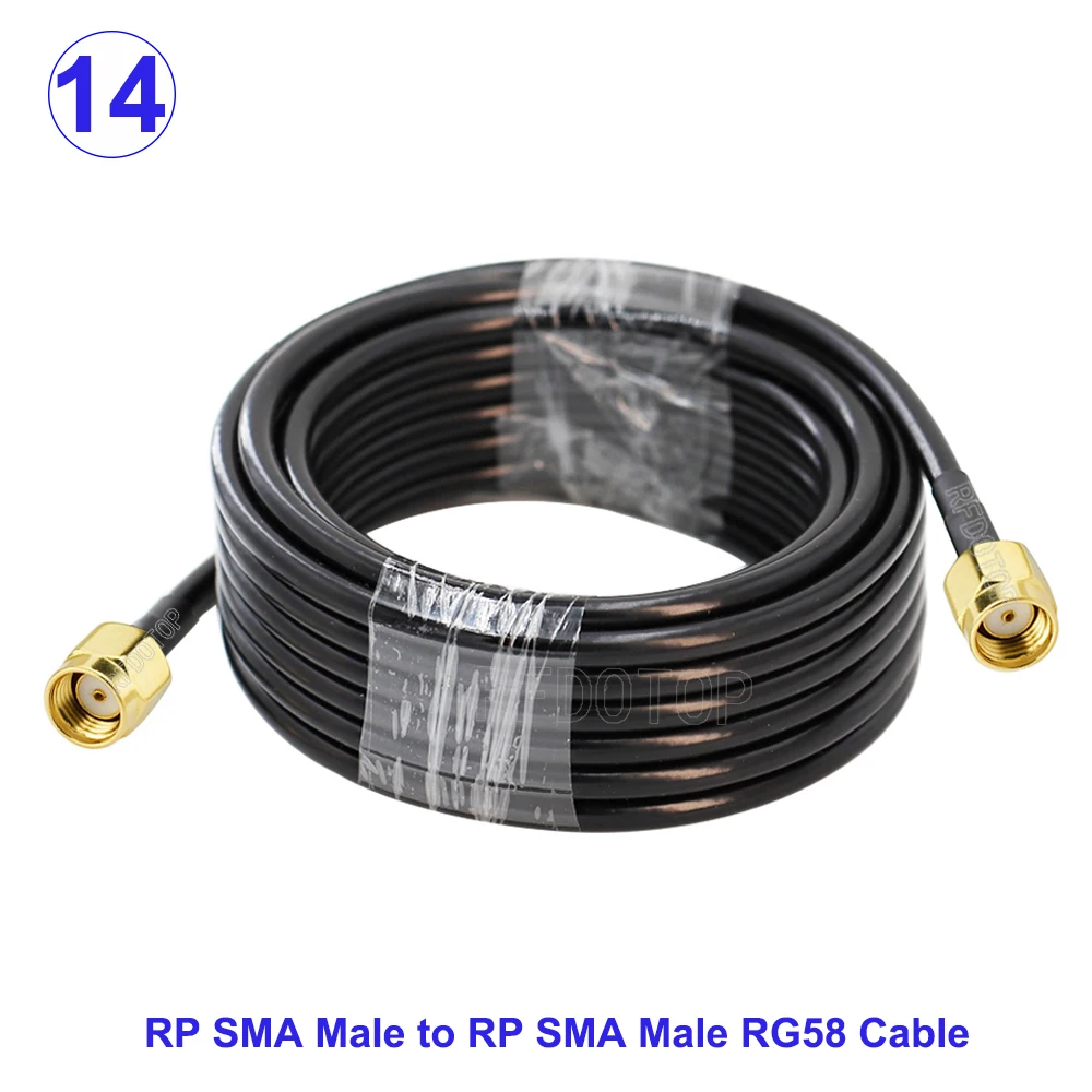 RG58 Cable SMA Male to SMA Female Bulkhead WiFi Antenna Extension Cord RG-58 50 Ohm RF Coaxial Pigtail Jumper Cable 15CM-30M