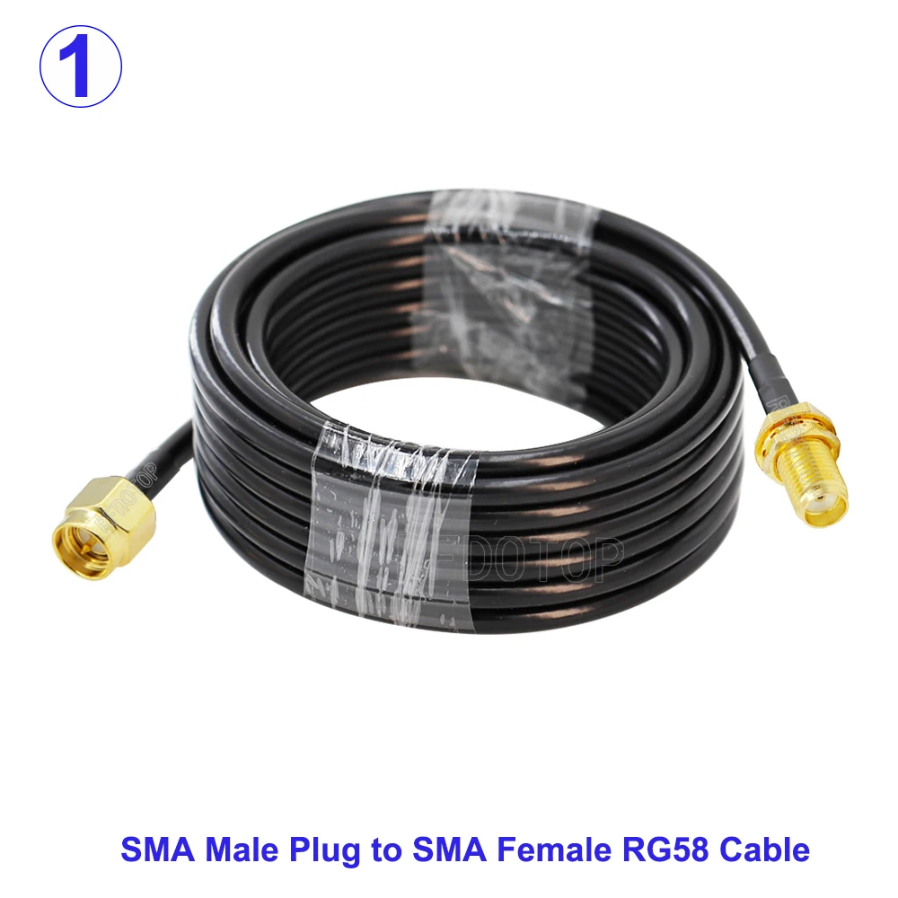 RG58 Cable SMA Male to SMA Female Bulkhead WiFi Antenna Extension Cord RG-58 50 Ohm RF Coaxial Pigtail Jumper Cable 15CM-30M