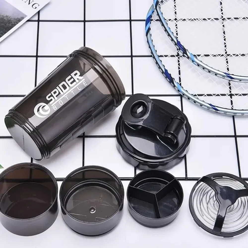 3 Layers Shaker Protein Bottle Powder Shake Cup Water Bottle Plastic Mixing Cup Body Building Exercise Bottle