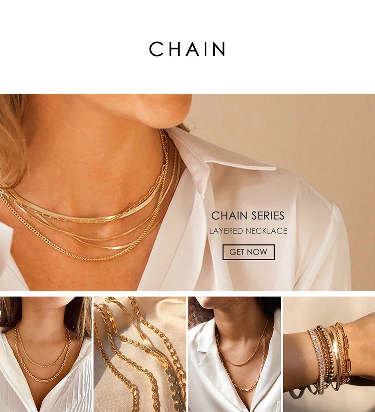 EMANCO Gold Color Stainless Steel Chain Choker Necklace Women Chain Necklace Sets for Women Gift
