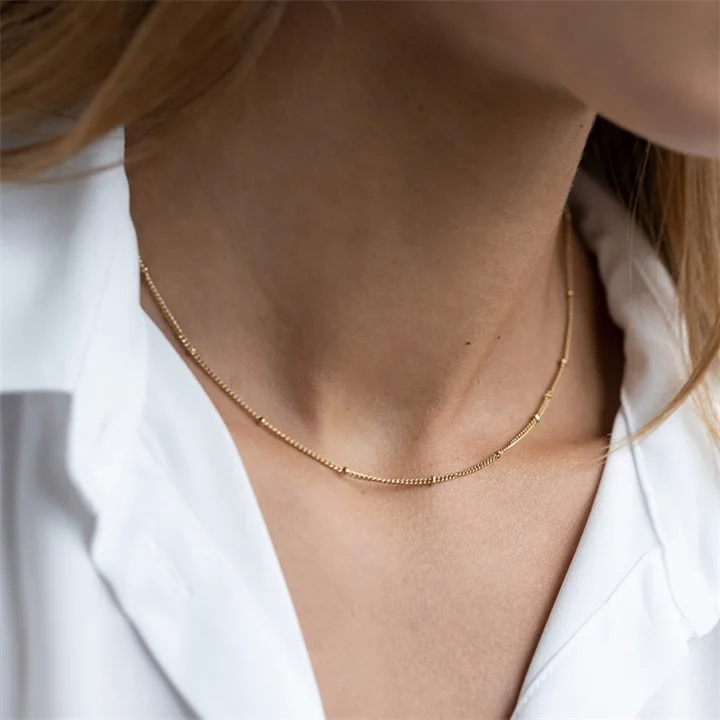 EMANCO Gold Color Stainless Steel Chain Choker Necklace Women Chain Necklace Sets for Women Gift