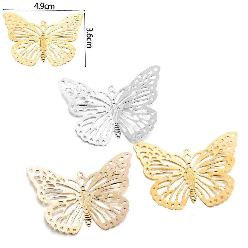 20/30Pcs/Pack Copper Butterfly Filigree Wraps Gold Pendant Etched Embellishments Charms For DIY Bracelet Necklace Jewelry Making