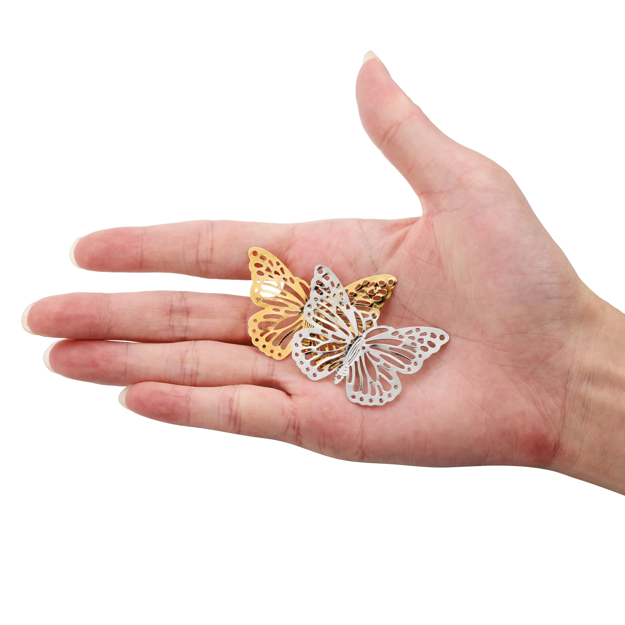 20/30Pcs/Pack Copper Butterfly Filigree Wraps Gold Pendant Etched Embellishments Charms For DIY Bracelet Necklace Jewelry Making