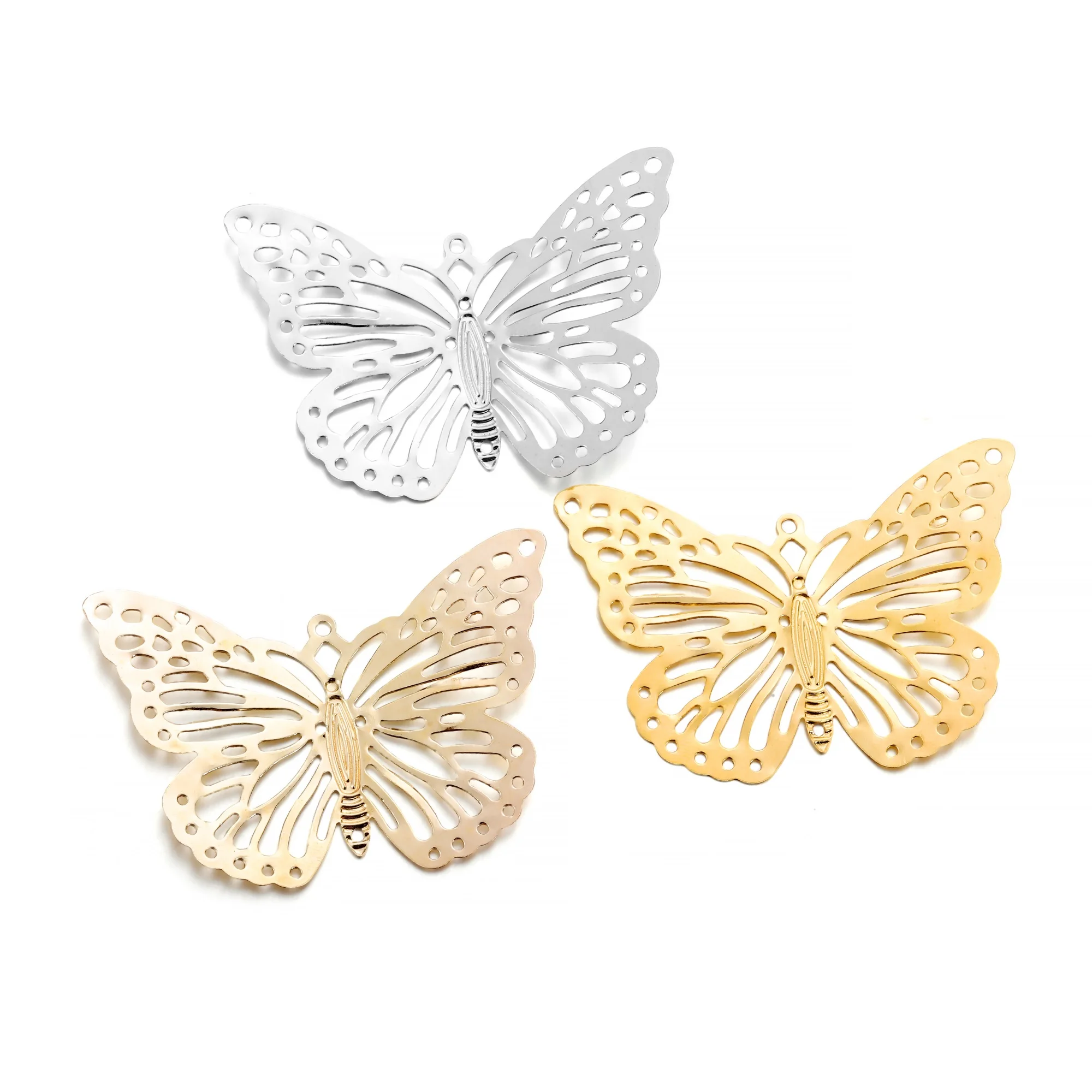 20/30Pcs/Pack Copper Butterfly Filigree Wraps Gold Pendant Etched Embellishments Charms For DIY Bracelet Necklace Jewelry Making