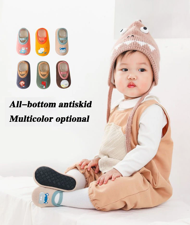 Baby Anti-slip Socks Newborn Warm Crib Floor Shoes with Rubber Sole for Children Boy Toddler Foot Girl Infant Cute Kids Slippers