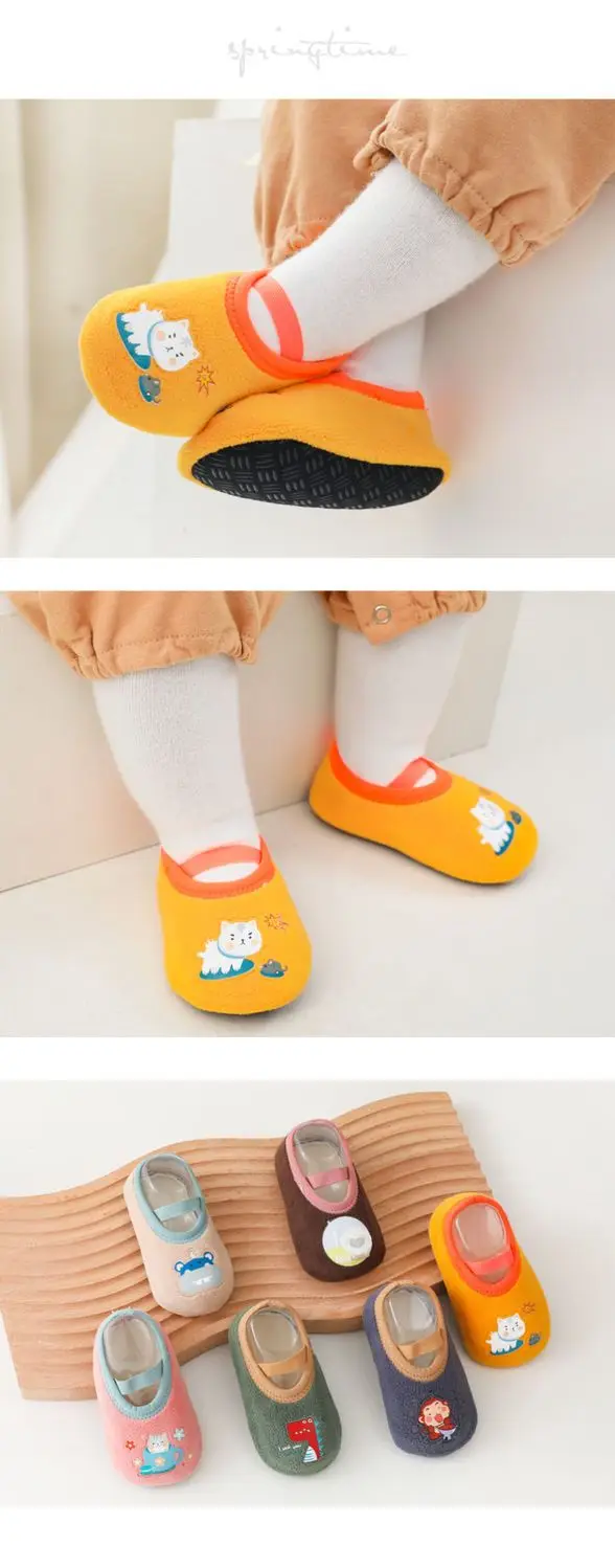 Baby Anti-slip Socks Newborn Warm Crib Floor Shoes with Rubber Sole for Children Boy Toddler Foot Girl Infant Cute Kids Slippers