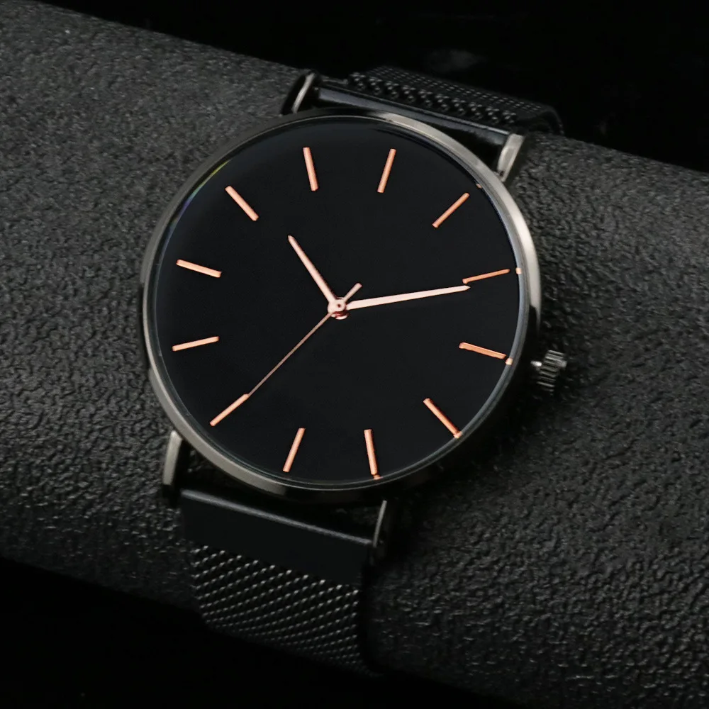 Men Fashion Ultra Thin Watches Simple Men Business Stainless Steel Mesh Belt Quartz Watch Casual Watch For Man Relogio Masculino