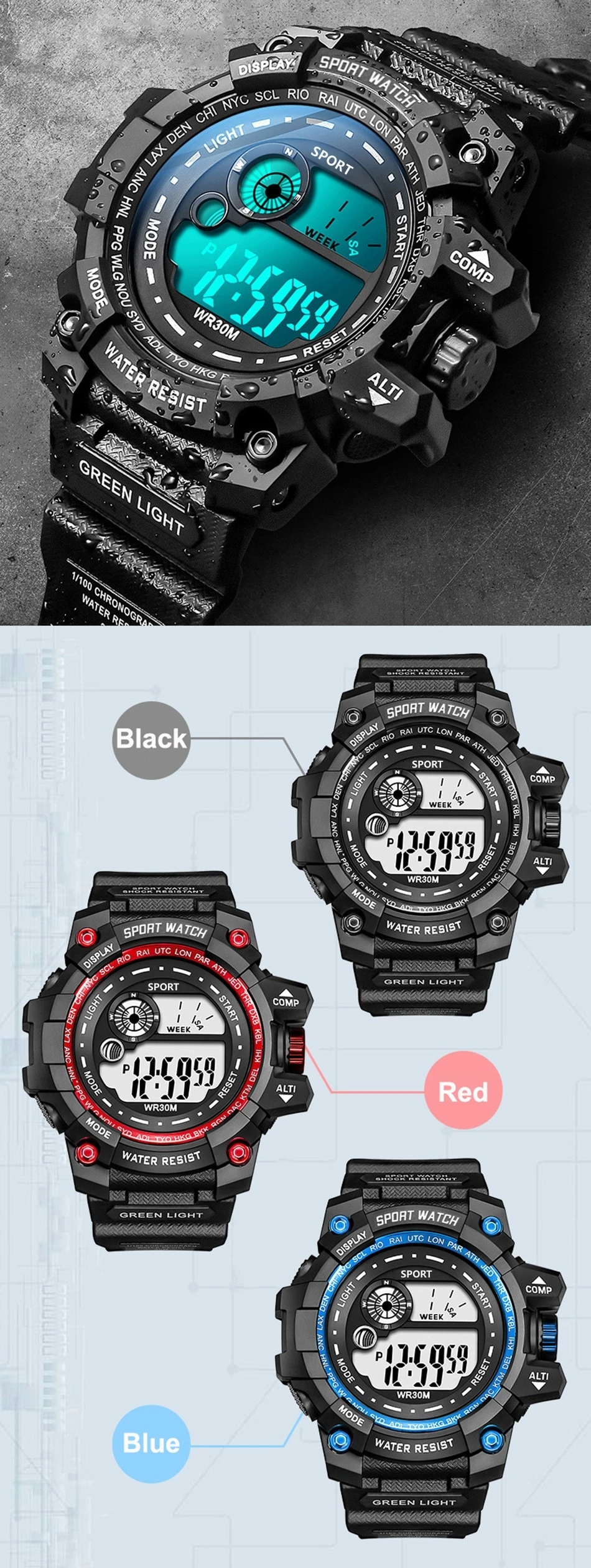 Digital Children's Watches Sport Wrist Watch Women Men Unisex Electronic Clock Fashion Wristwatch Boys Girls Gifts Montre Homme