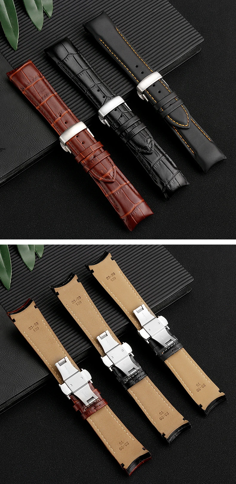 Genuine Leather Curved End Watchband For Tissot Watch Belt 1853 COUTURIER T035627A T035407A T035439 Men's Strap 22mm 23mm 24mm