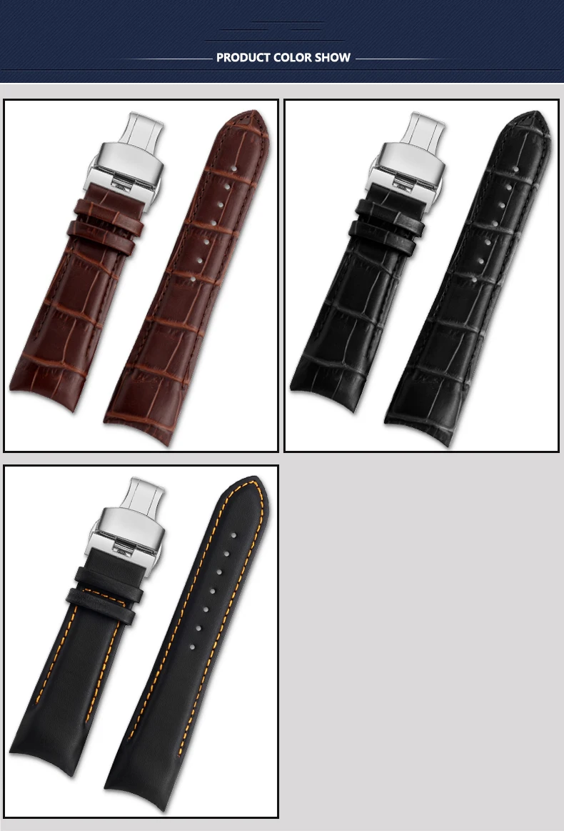 Genuine Leather Curved End Watchband For Tissot Watch Belt 1853 COUTURIER T035627A T035407A T035439 Men's Strap 22mm 23mm 24mm