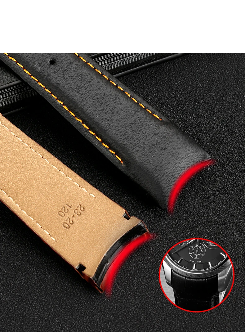 Genuine Leather Curved End Watchband For Tissot Watch Belt 1853 COUTURIER T035627A T035407A T035439 Men's Strap 22mm 23mm 24mm