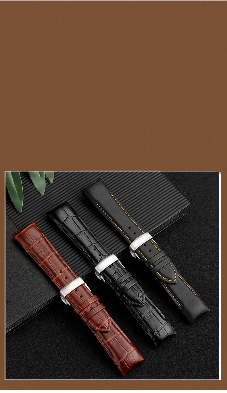Genuine Leather Curved End Watchband For Tissot Watch Belt 1853 COUTURIER T035627A T035407A T035439 Men's Strap 22mm 23mm 24mm