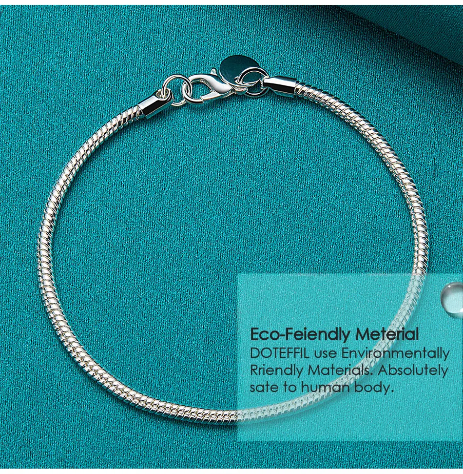 DOTEFFIL Silver Color 16/18/20/22/24/26/30 Inch Snake Chain Bracelet Necklace Sets For Women Man Fashion Charm Jewelry
