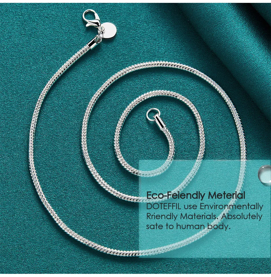 DOTEFFIL Silver Color 16/18/20/22/24/26/30 Inch Snake Chain Bracelet Necklace Sets For Women Man Fashion Charm Jewelry