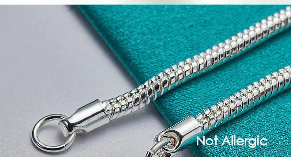 DOTEFFIL Silver Color 16/18/20/22/24/26/30 Inch Snake Chain Bracelet Necklace Sets For Women Man Fashion Charm Jewelry