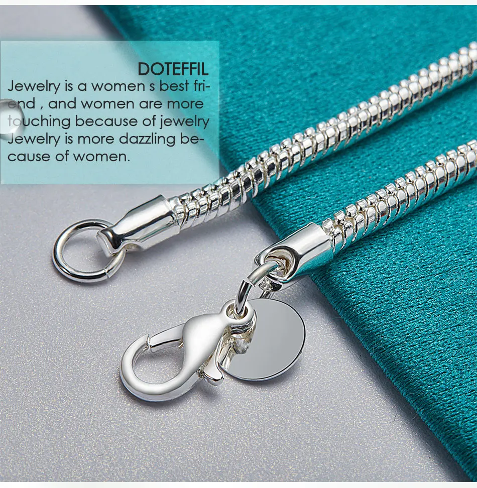 DOTEFFIL Silver Color 16/18/20/22/24/26/30 Inch Snake Chain Bracelet Necklace Sets For Women Man Fashion Charm Jewelry