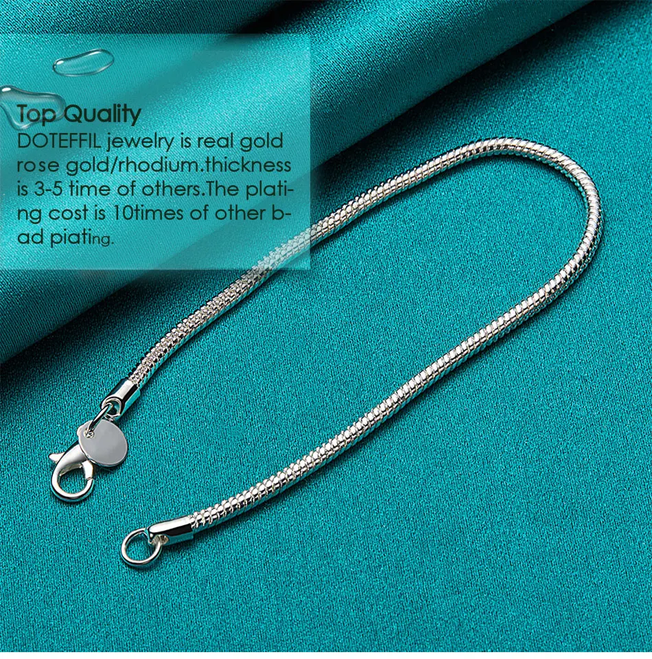 DOTEFFIL Silver Color 16/18/20/22/24/26/30 Inch Snake Chain Bracelet Necklace Sets For Women Man Fashion Charm Jewelry