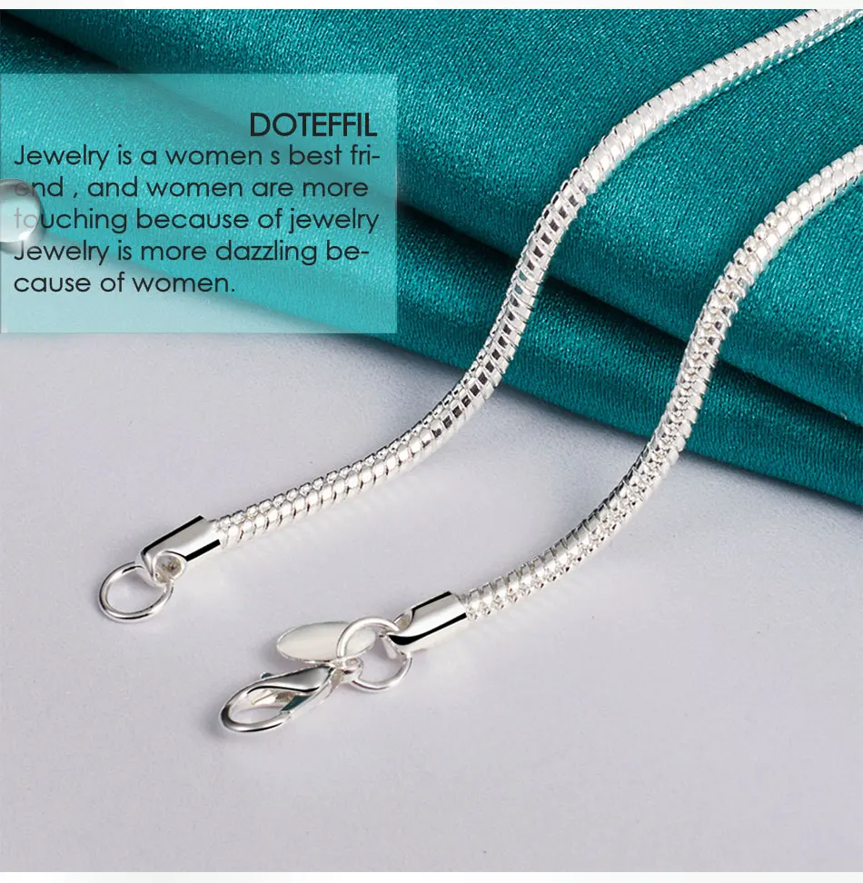 DOTEFFIL Silver Color 16/18/20/22/24/26/30 Inch Snake Chain Bracelet Necklace Sets For Women Man Fashion Charm Jewelry