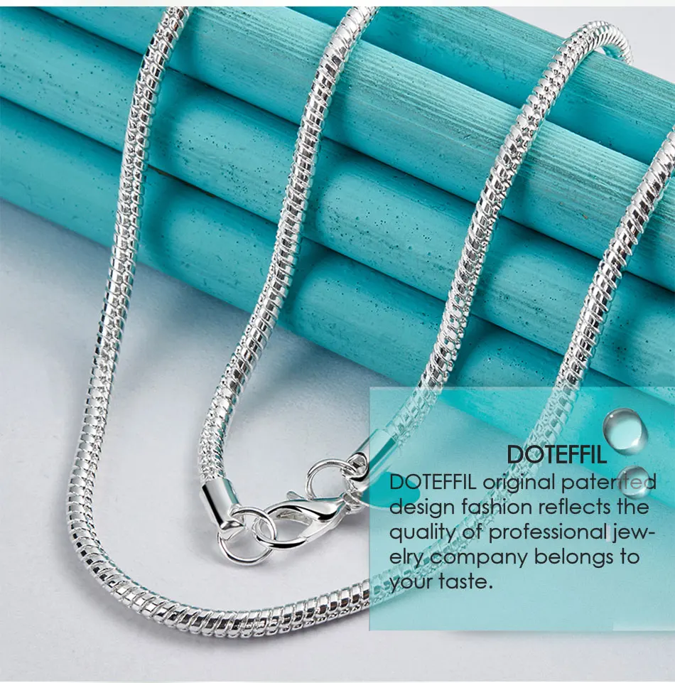 DOTEFFIL Silver Color 16/18/20/22/24/26/30 Inch Snake Chain Bracelet Necklace Sets For Women Man Fashion Charm Jewelry
