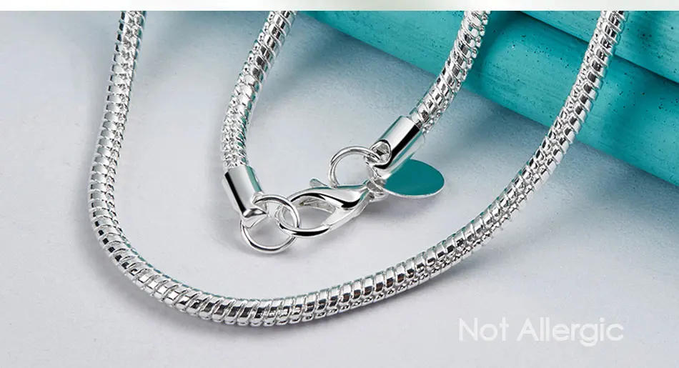 DOTEFFIL Silver Color 16/18/20/22/24/26/30 Inch Snake Chain Bracelet Necklace Sets For Women Man Fashion Charm Jewelry
