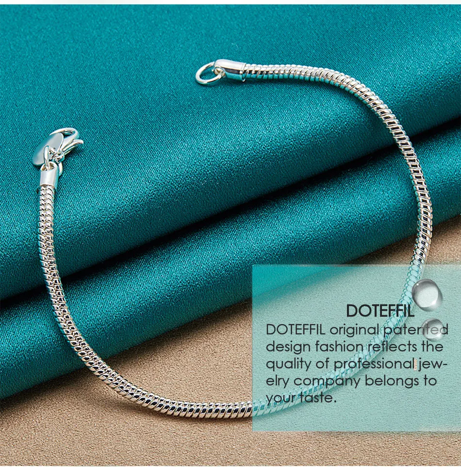 DOTEFFIL Silver Color 16/18/20/22/24/26/30 Inch Snake Chain Bracelet Necklace Sets For Women Man Fashion Charm Jewelry