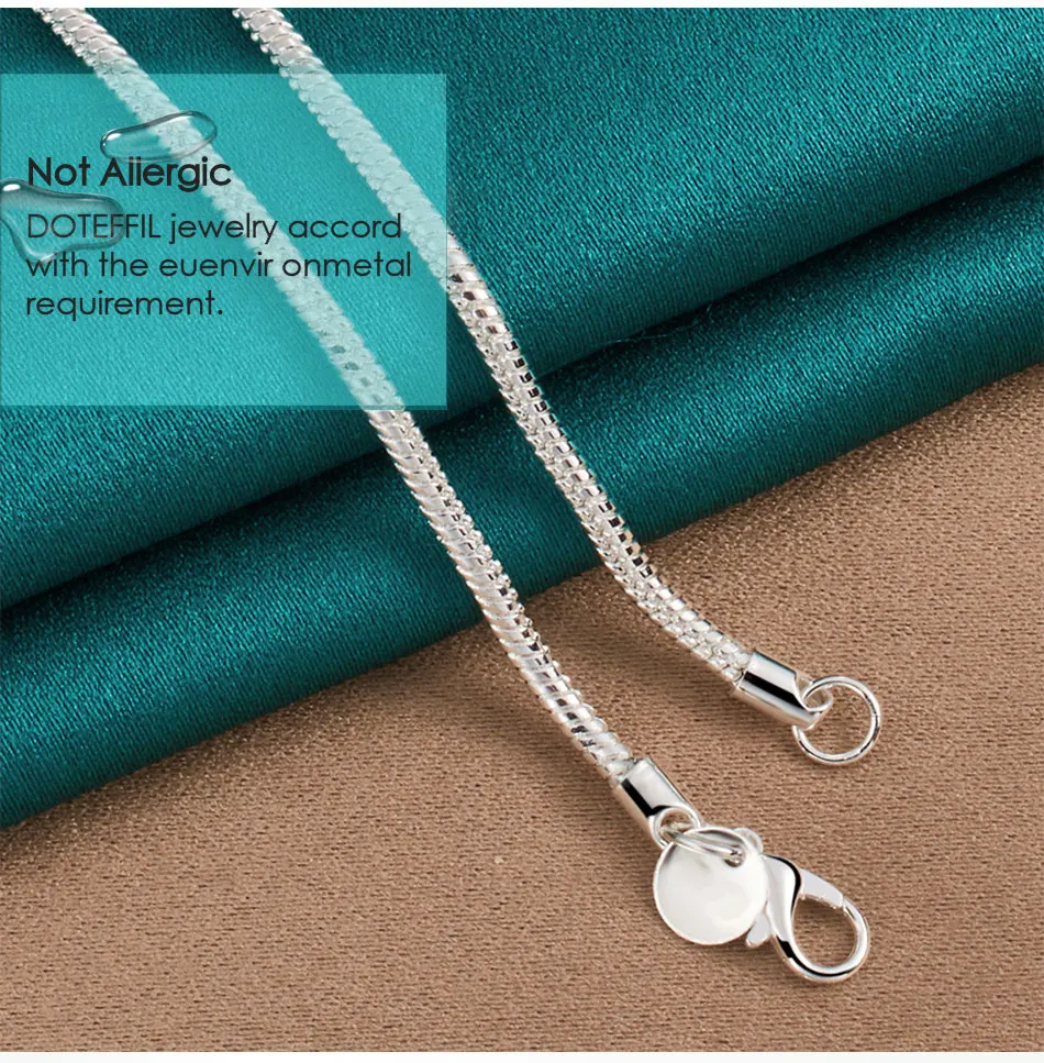 DOTEFFIL Silver Color 16/18/20/22/24/26/30 Inch Snake Chain Bracelet Necklace Sets For Women Man Fashion Charm Jewelry
