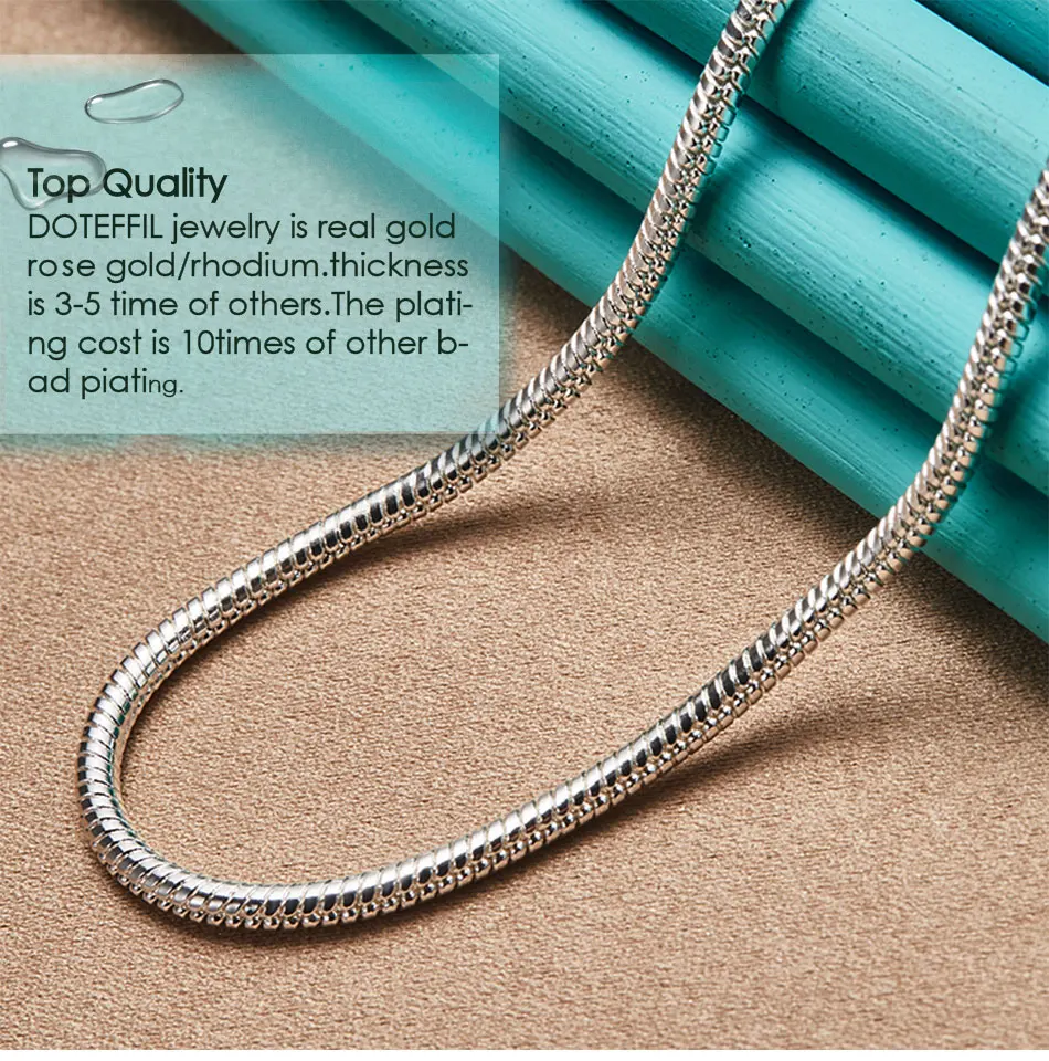 DOTEFFIL Silver Color 16/18/20/22/24/26/30 Inch Snake Chain Bracelet Necklace Sets For Women Man Fashion Charm Jewelry