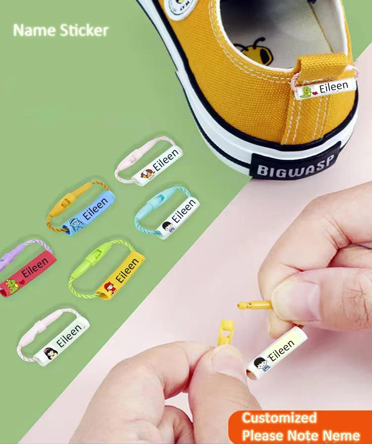 Customized Name Ring Pendant For Kids Baby Shoes Schoolbag Cup Clothes Name Stickers Waterproof Hang Tag Rope Name Circle Label