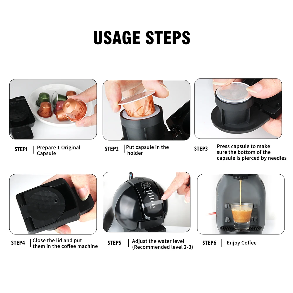 ICafilas Reusable Capsule Adapter for Dolce Gusto Machine Compatible with Nespresso Original Coffee Capsules Mini Me