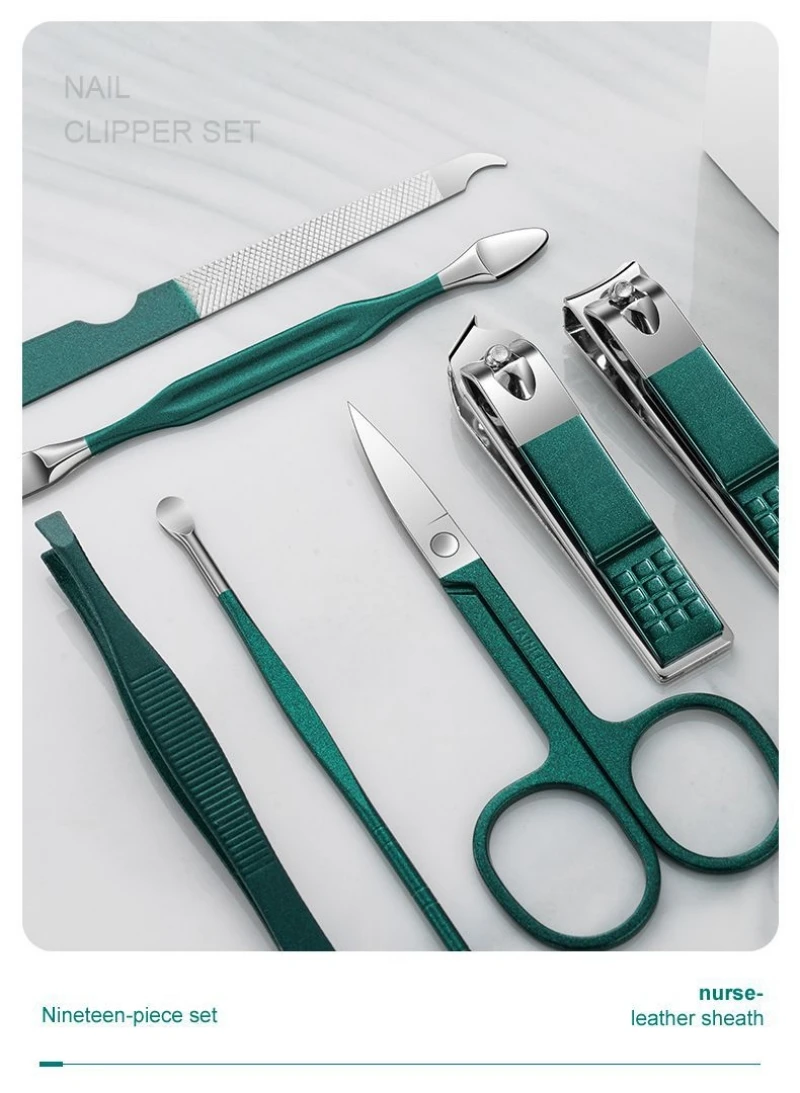 2023 New 7Pcs Portable Luxury Manicure Sets Pedicure Kits Colour Nail Clipper Set Personal Care Tools Eyebrow Scissors