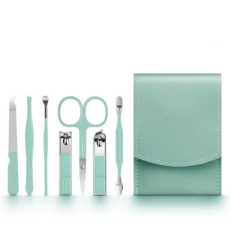 2023 New 7Pcs Portable Luxury Manicure Sets Pedicure Kits Colour Nail Clipper Set Personal Care Tools Eyebrow Scissors