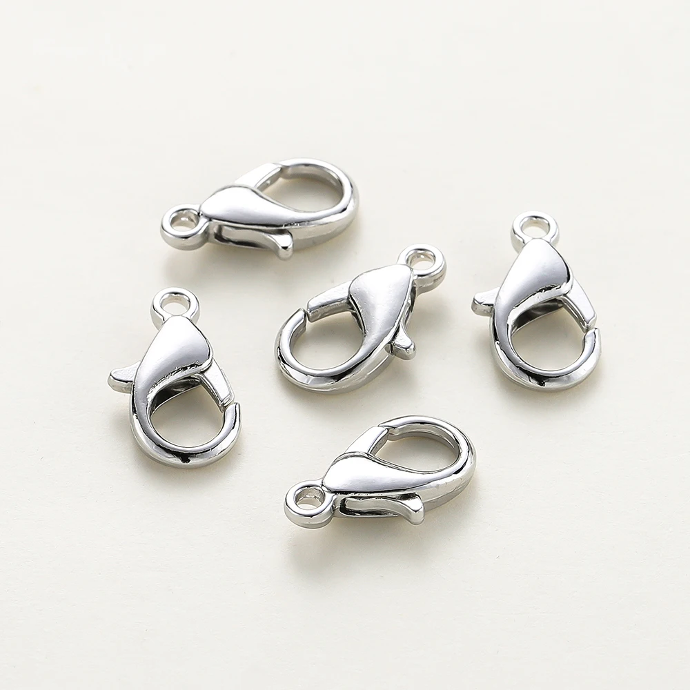 10Pcs 10/12/14mm 14K/18K Gold Color Plated Metal Alloy Lobster Clasps for DIY Bracelets Necklace Jewelry Making Supplies