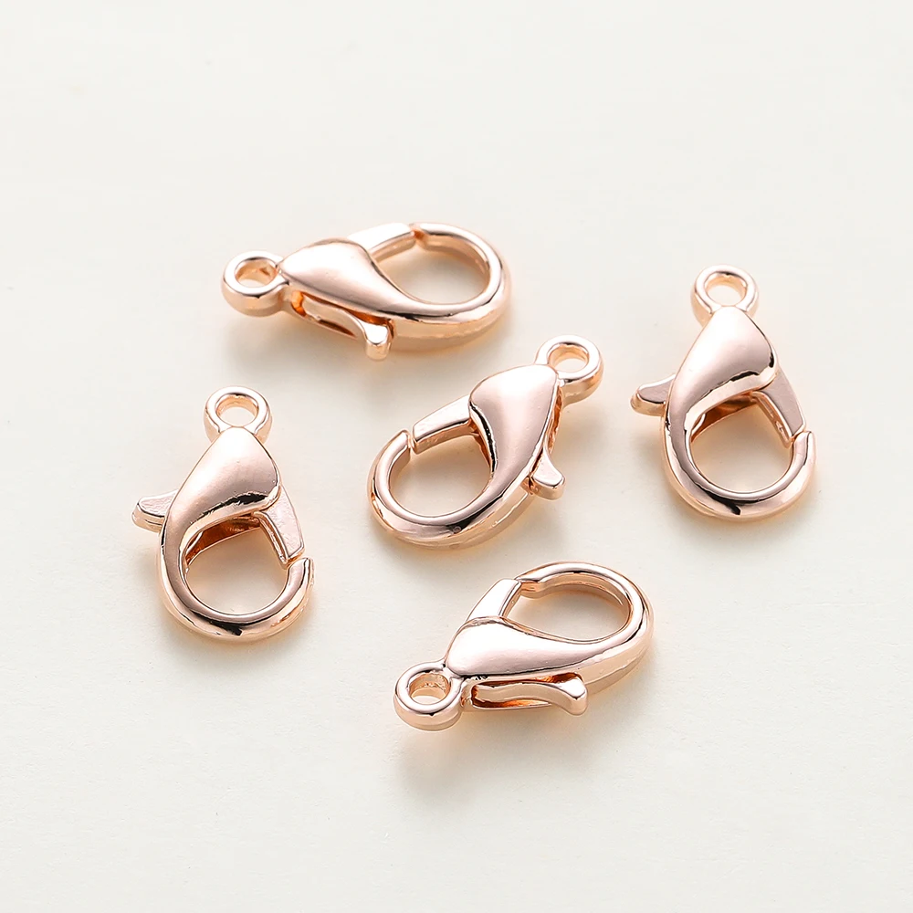 10Pcs 10/12/14mm 14K/18K Gold Color Plated Metal Alloy Lobster Clasps for DIY Bracelets Necklace Jewelry Making Supplies
