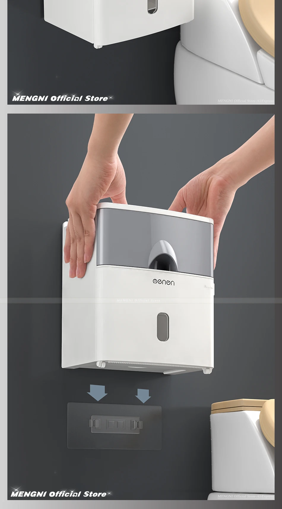 MENGNI High Quality Toilet Paper Holder Waterproof Tissue Storage Box Wall Mount Toilet Roll Organizer Bathroom Accessories Sets