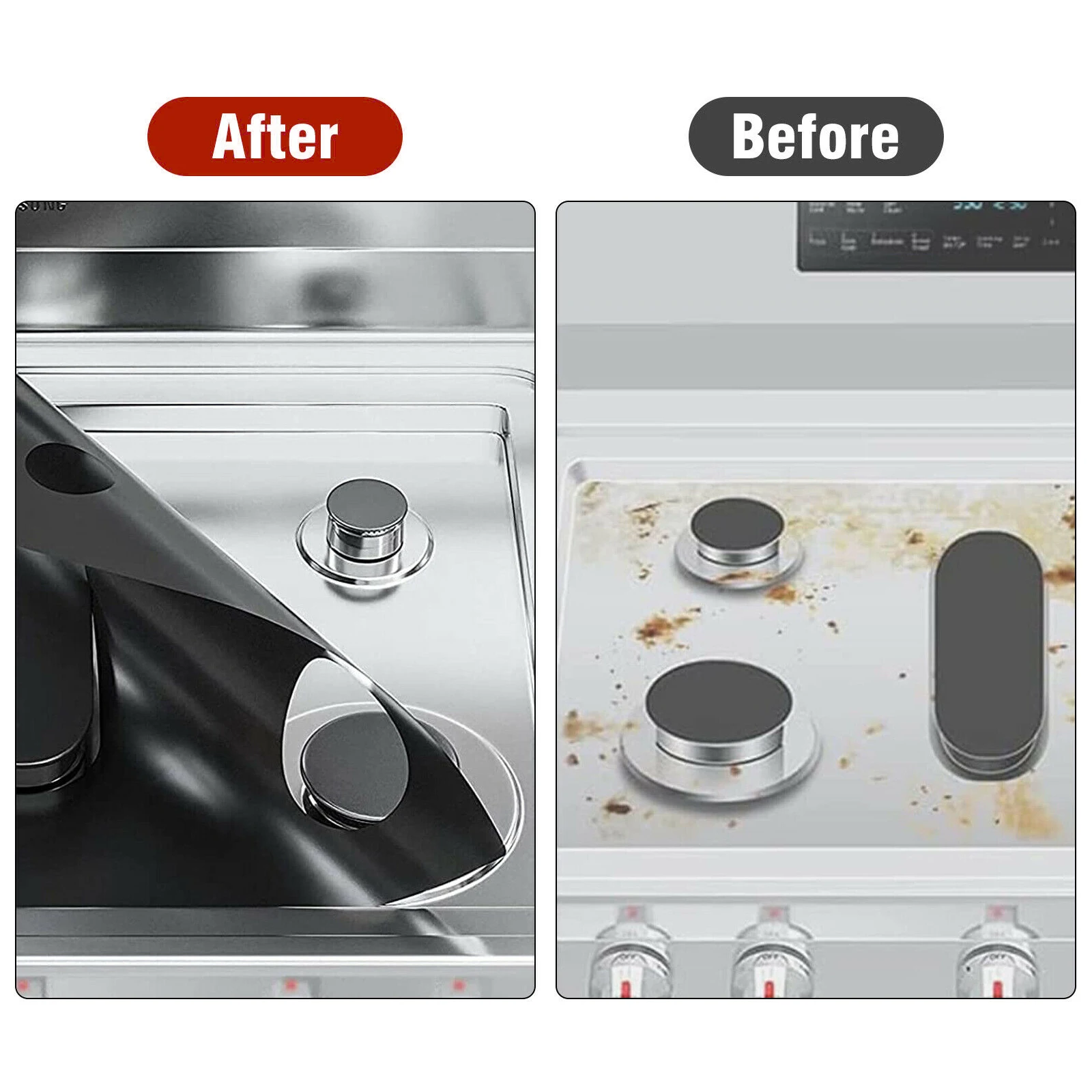 1pcs Gas Stove Protectors Cover Liner 5 Holes Anti-Oil Gas Range Stovetop Burner Cooker Protective Covers Mat Pad Kitchen Supply