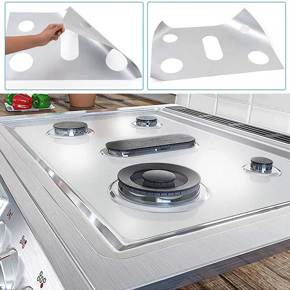 1pcs Gas Stove Protectors Cover Liner 5 Holes Anti-Oil Gas Range Stovetop Burner Cooker Protective Covers Mat Pad Kitchen Supply