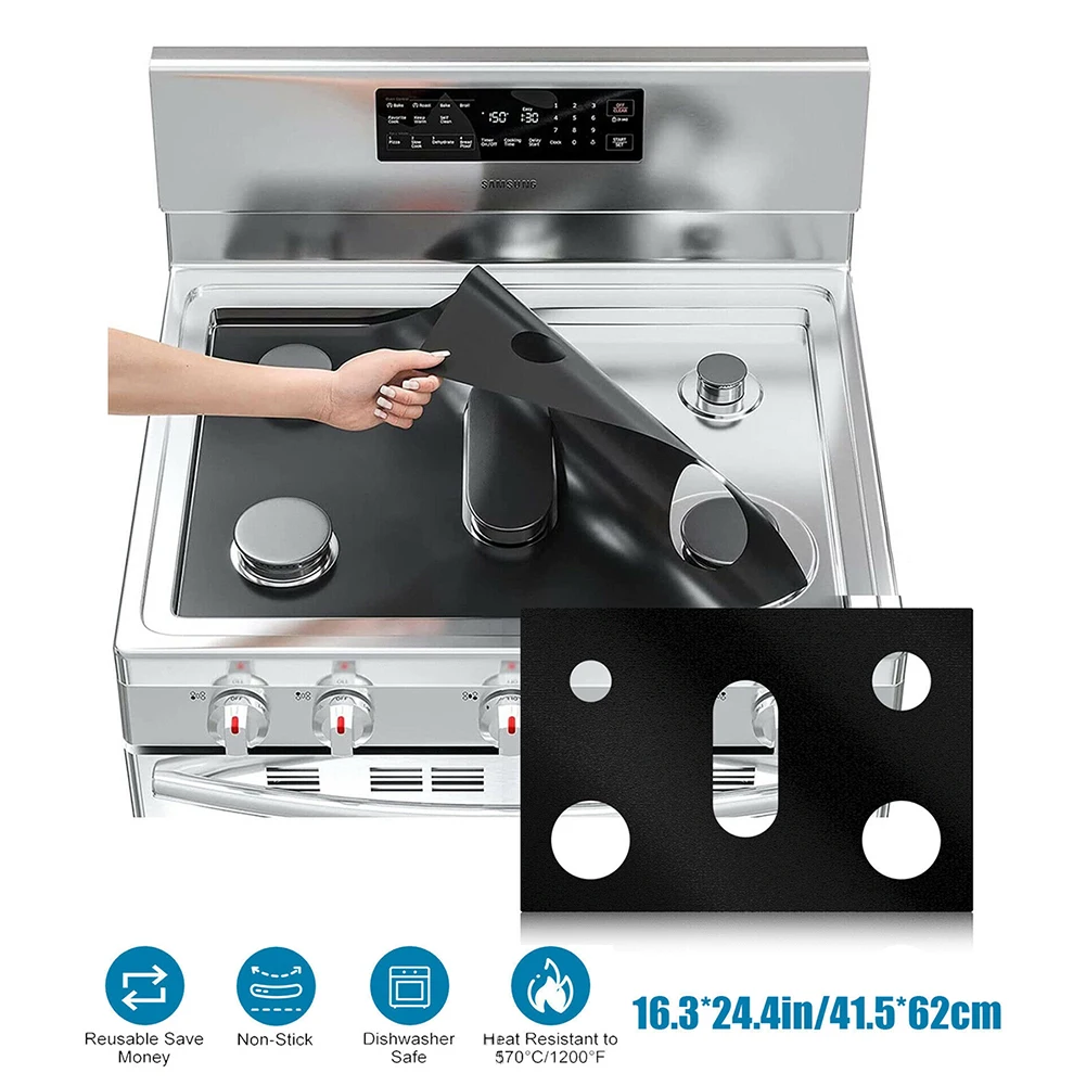 1pcs Gas Stove Protectors Cover Liner 5 Holes Anti-Oil Gas Range Stovetop Burner Cooker Protective Covers Mat Pad Kitchen Supply
