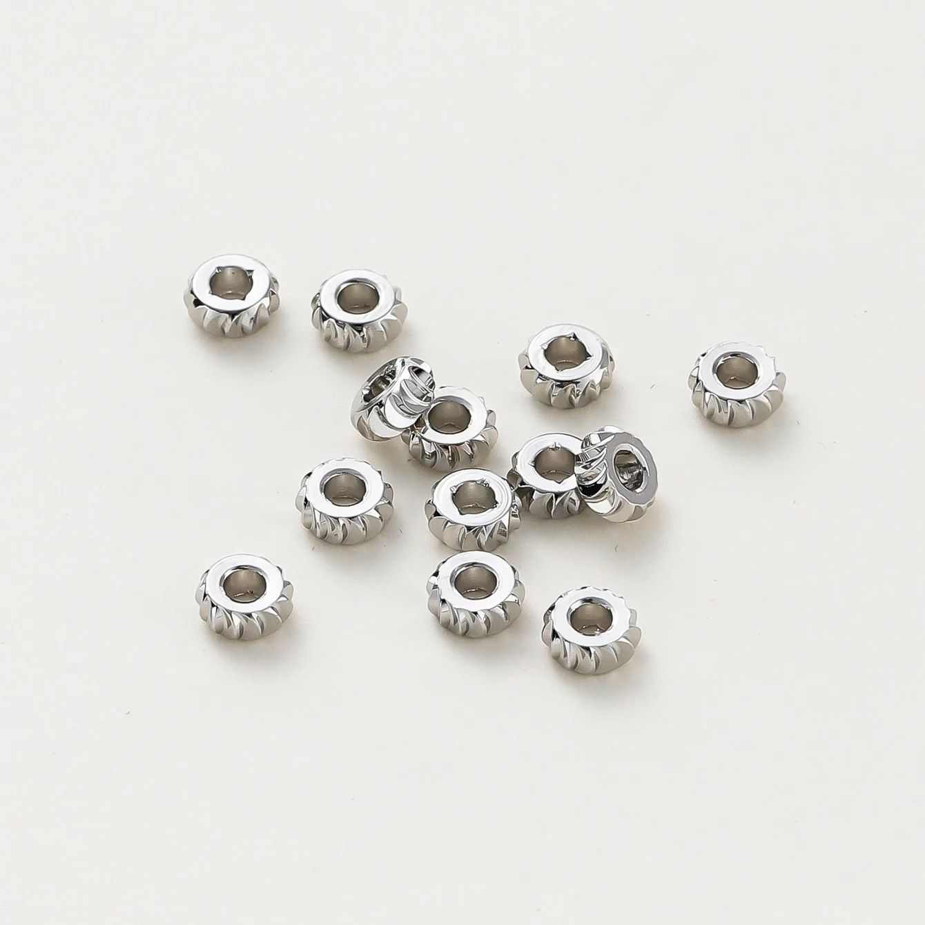50Pcs 14K/18K Gold Plated Brass Stripe Flat Loose Spacer Beads With Big Hole For DIY Jewelry Making Bracelet Necklace Findings