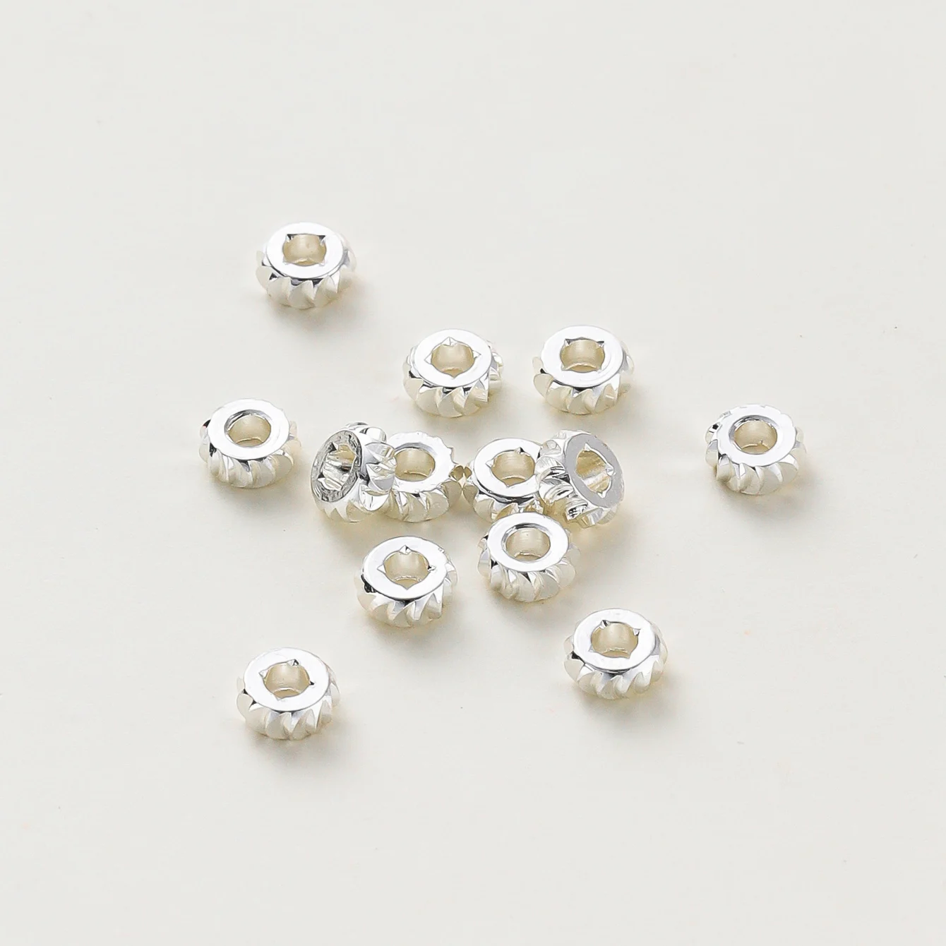 50Pcs 14K/18K Gold Plated Brass Stripe Flat Loose Spacer Beads With Big Hole For DIY Jewelry Making Bracelet Necklace Findings