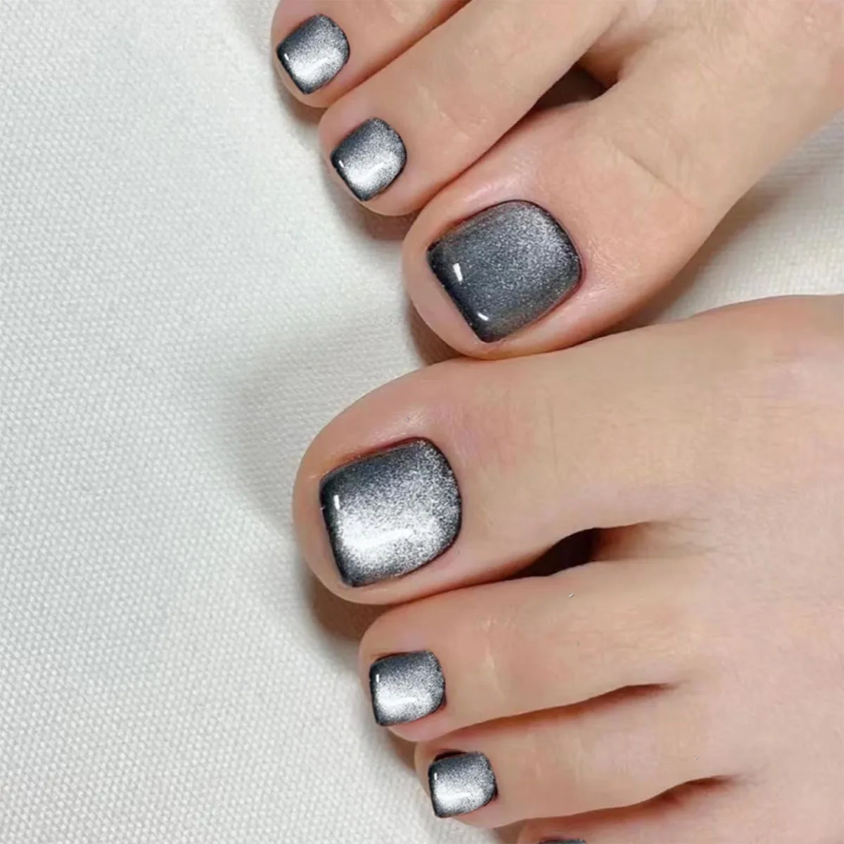 24Pcs False Toes Nails French Square Nude Color Nature Fake Toe Nails Feet Nail Tips Artificial Press On Toenails for Women