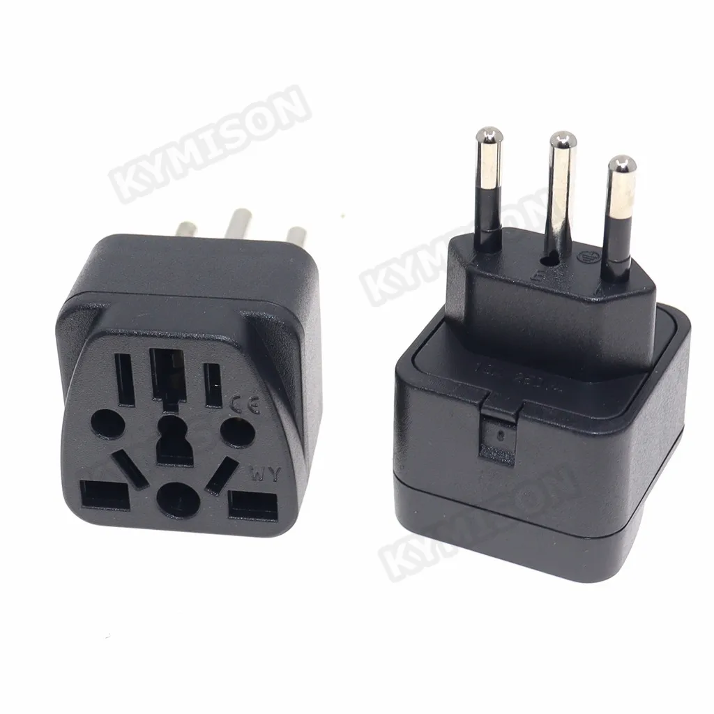 Brazil Travel Plug Adapter EU/UK/AU/CN/JP/Asia/Italy to Brazil (Type N), 3 Prong Grounded Brazil Wall Plug international
