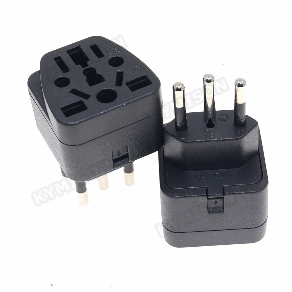 Brazil Travel Plug Adapter EU/UK/AU/CN/JP/Asia/Italy to Brazil (Type N), 3 Prong Grounded Brazil Wall Plug international