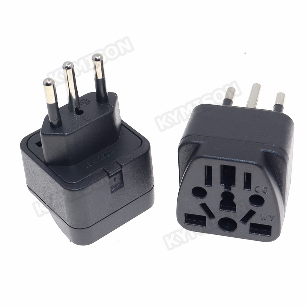 Brazil Travel Plug Adapter EU/UK/AU/CN/JP/Asia/Italy to Brazil (Type N), 3 Prong Grounded Brazil Wall Plug international