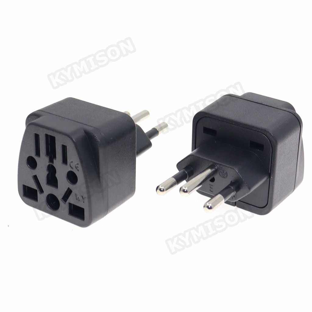 Brazil Travel Plug Adapter EU/UK/AU/CN/JP/Asia/Italy to Brazil (Type N), 3 Prong Grounded Brazil Wall Plug international