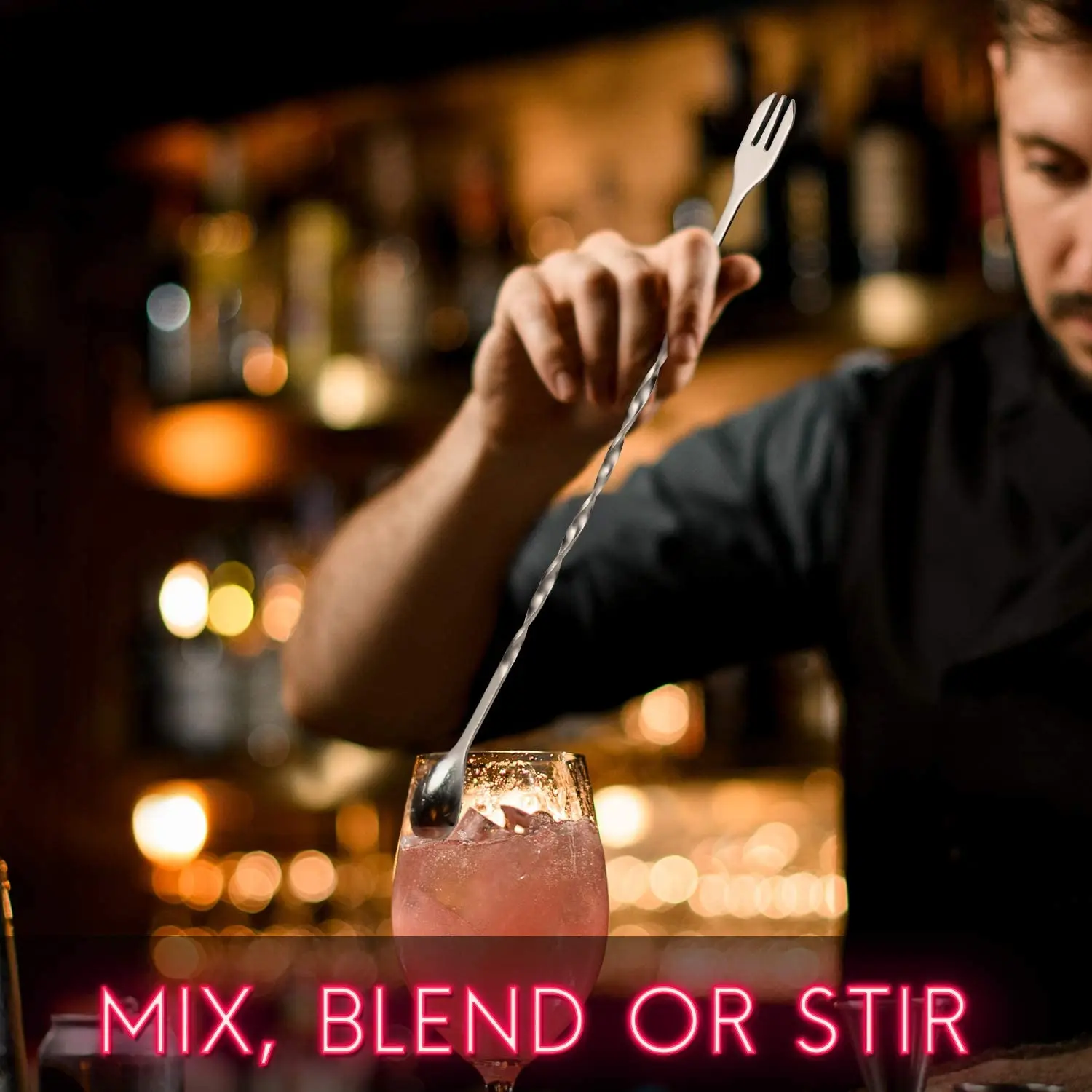 Stainless Steel Cocktail Muddler and Mixing Spoon Home Bar Tool Set - Create Delicious Mojitos and Other Fruit Based Drinks