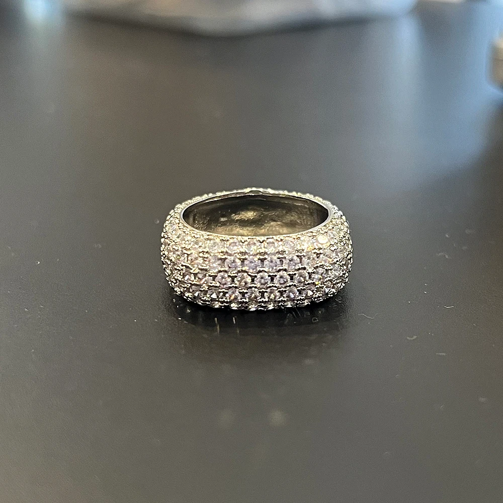 New Bling  Cubic Zirconia Women's Rings Geometric Square Band Design Luxury Fashion Female Ring for Party  Jewelry