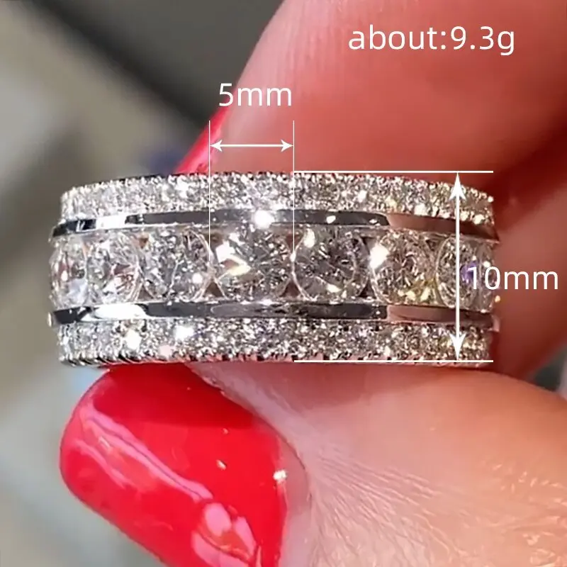New Bling  Cubic Zirconia Women's Rings Geometric Square Band Design Luxury Fashion Female Ring for Party  Jewelry