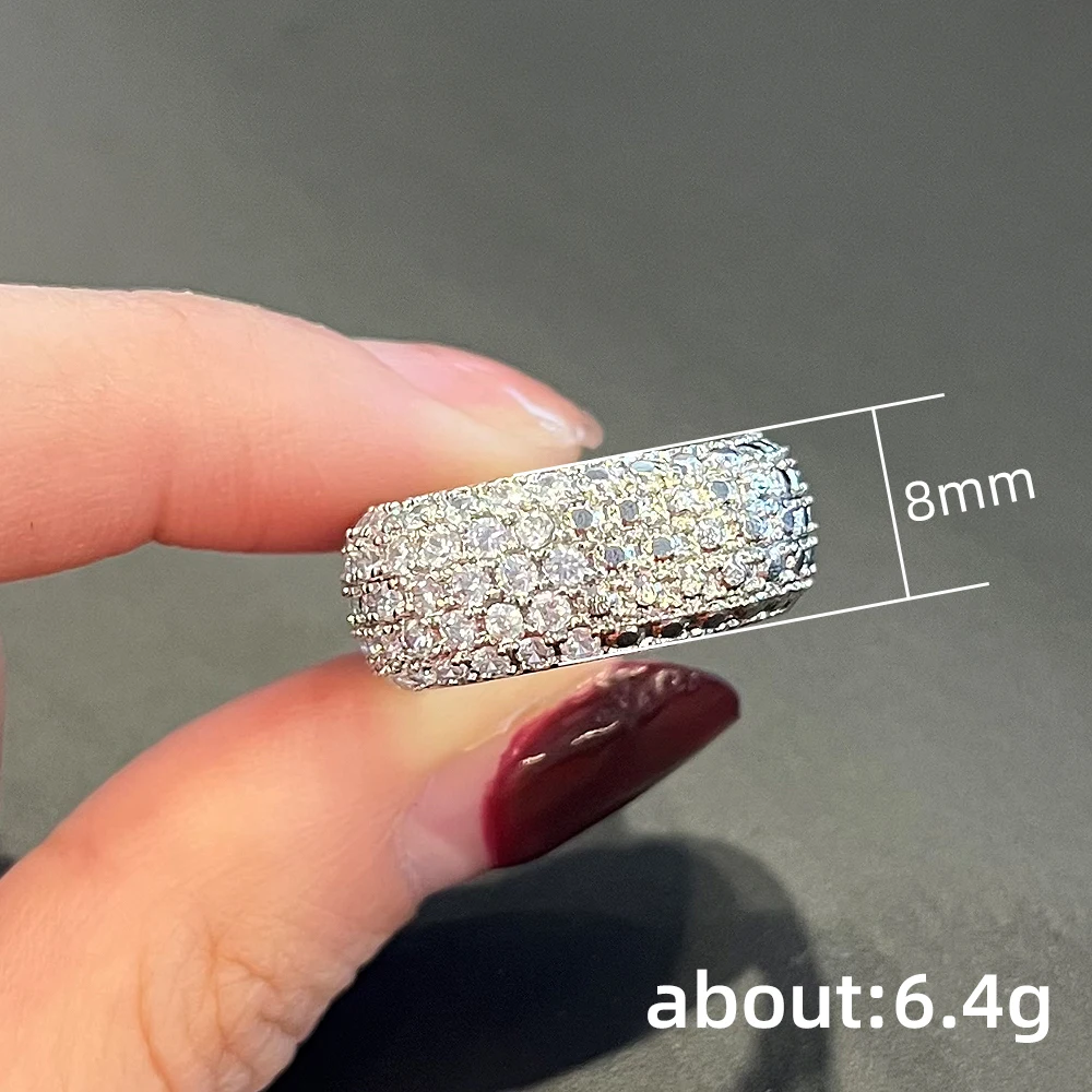 New Bling  Cubic Zirconia Women's Rings Geometric Square Band Design Luxury Fashion Female Ring for Party  Jewelry