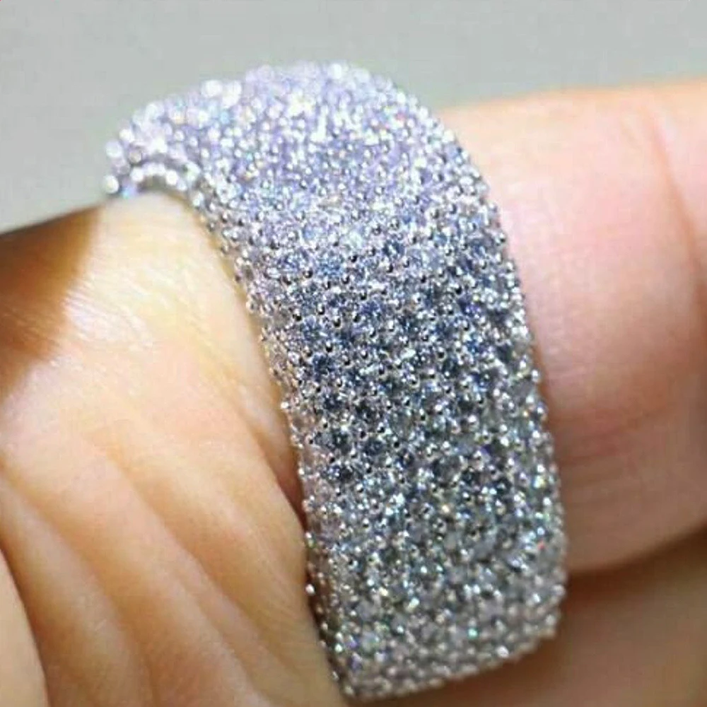 New Bling  Cubic Zirconia Women's Rings Geometric Square Band Design Luxury Fashion Female Ring for Party  Jewelry